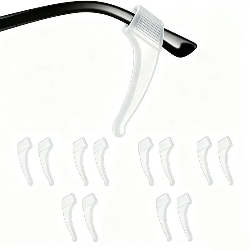 Unisex Active Wear 6-Pair Anti-Slip Grip Eyeglass Ear Hooks, Soft Silicone Elastic Temple Tips Sleeves, Hooked Ends Retainers for Eyewear Sunglasses Spectacles, Light Weight