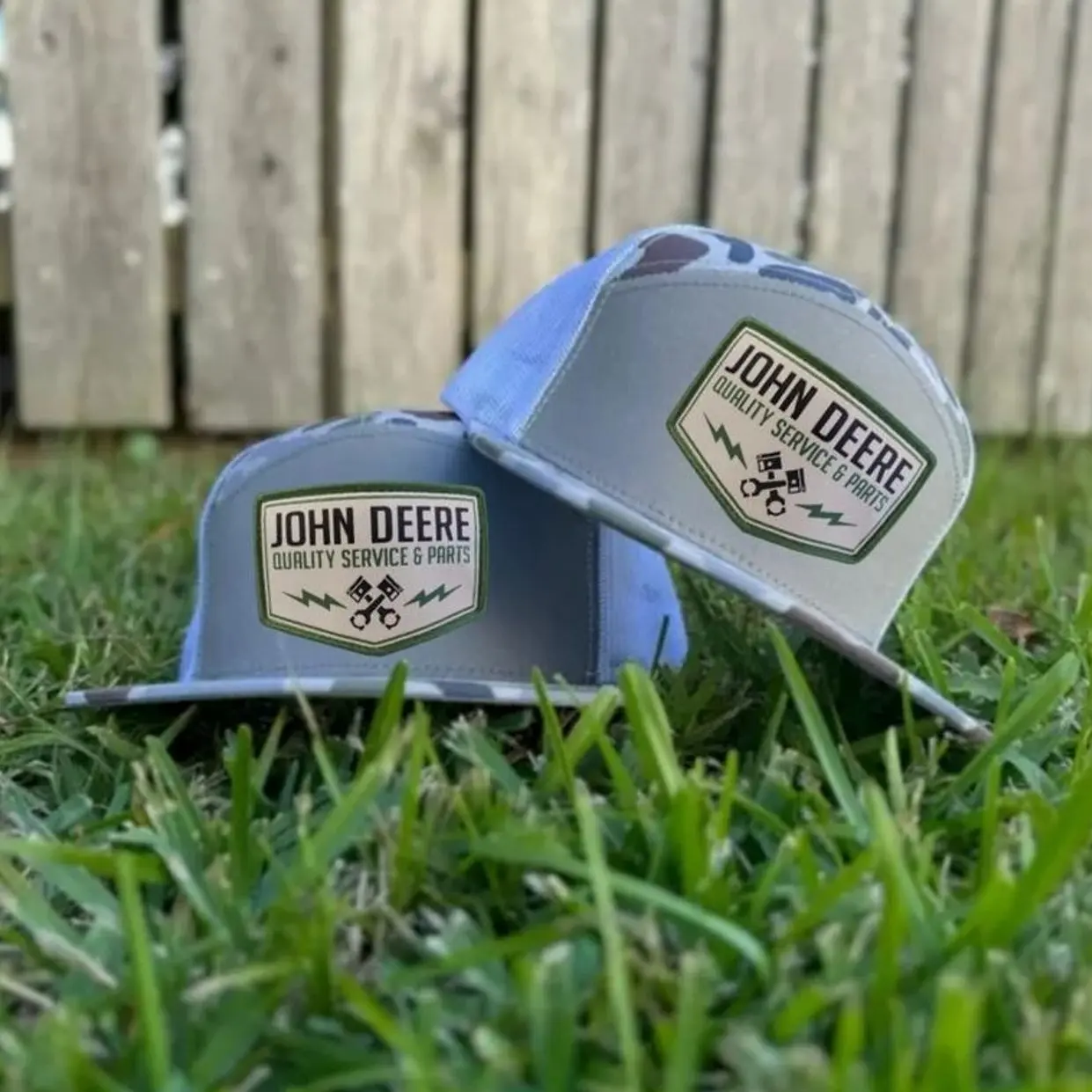 John Deere Trucker Hat | Quality Service & Parts 7 Panel Mesh Snapback, Farm Tractor Hat, Gift for Men , Gift For Dad