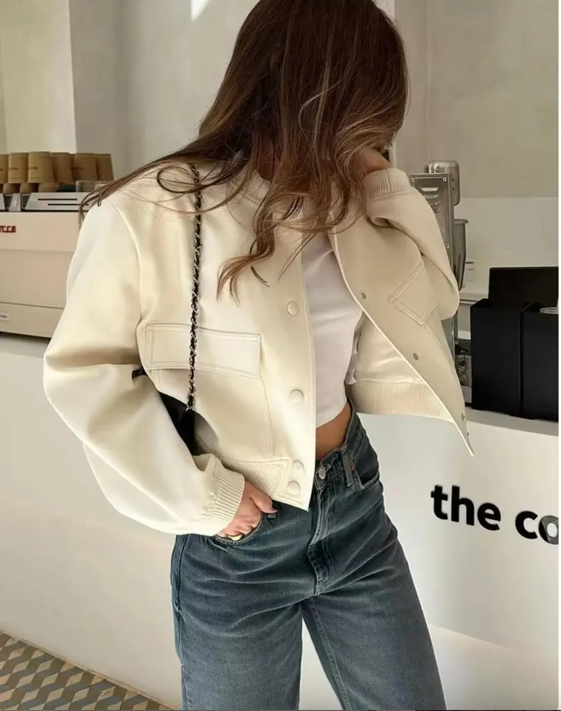Selena Bomber Jacket (White/Cream)