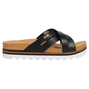 Reef Womens Cushion Bloom Hi Platform Slide Casual Sandals Casual Mid Heel 2-3" - Black