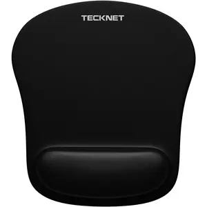 Mouse Pad with Wrist Support, TECKNET Ergonomic Gaming Mouse Pad Pain Relief, Portable Comfortable Mousepad for Computer, Laptop, Office, Home and Travel, Non-Slip Base, Waterproof Surface, Black