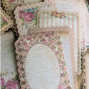 10 Sheets of Decorative Stationery with Elegant Design, Vintage Plant and Floral Patterns, Hollow Border Design, Cutout Borders for Creative Letters and Notes