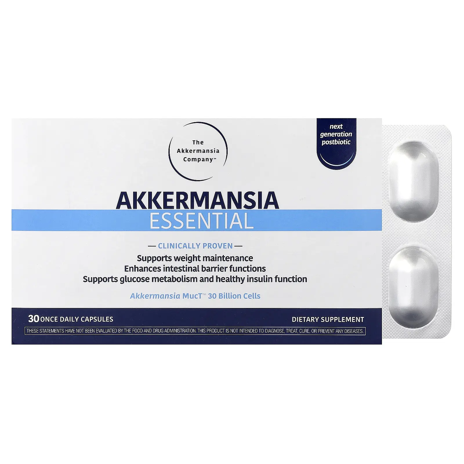 The Akkermansia Company Akkermansia Essential, 30 Daily Capsules (150 mg per Capsule)