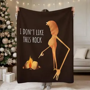 Marcus The Worm VR Chat Meme Funny Flannel Blanket, I Don't Like This Rock Sherpa Throw, Cozy Blanket for Meme Lovers, Gaming Gift Idea for Friends Dream  Lightweight, skin-friendly, soft, and breathable.