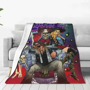Rob Zombie horror movie themed printed plush blanket, suitable for all seasons, a must-have for home travel and camping, a perfect gift