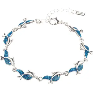 Dolphin Bracelet, Women Fashion Dolphin Charm Chain Bangle Party Ocean Jewelry Gift
