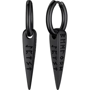 Norse  Runes Hoop Earrings for Men  Stainless Steel Punk Huggie Hoop Earring Sturdy Norse Mythology  Gifts with Delicate Packaging