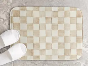 Mackenzie Childs Mocha Check  Doormat ,Non Slip Front Door Mat Outside Absorbent Rubber