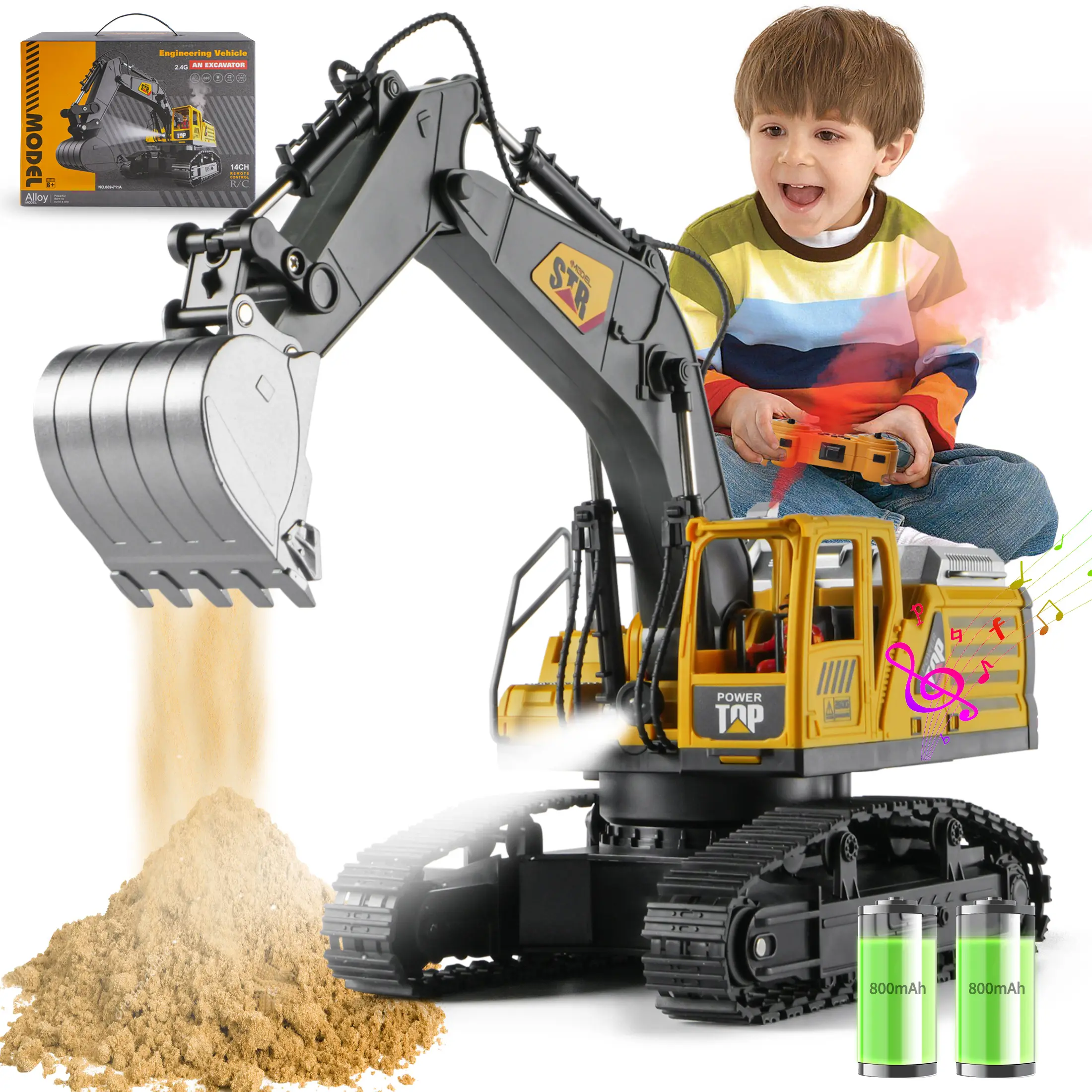 Remote Control Excavator Toys for Boys- Construction Toy Engineering Digger Truck, Excavator Toys for Boys 5 6 7 8 Year Old Educational Toys Kids Christmas Birthday Gift engineering cartoys rc truck con tru mini excavator constructionvehicle toys