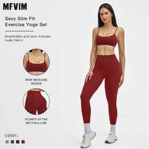 MFVIM women’s outdoor sports set, geometric back strapless yoga outfit, running fitness apparel, cross-border brushed fabric, form-fitting sportswear, activewear