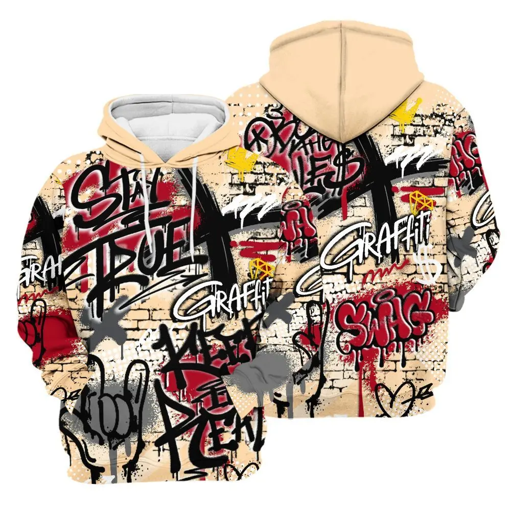 Hoodie to Match Retro Pizza GS 4s – True It Real Graffiti Streetwear, Matching Adult & Youth Kids Hoodie, Sneaker Outfit, Casual Everyday Wear, Birthday Christmas Gift for Sneaker Lovers & Family