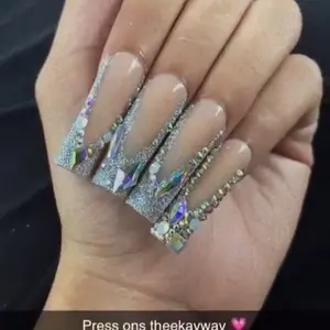 Bedazzled French Tip Luxury Press On Nails Gel High Gloss