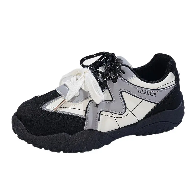 Retro Chunky Sneakers in Black & White with Dual Lacing System – Perfect for Streetwear, Casual Outings & Everyday Comfort