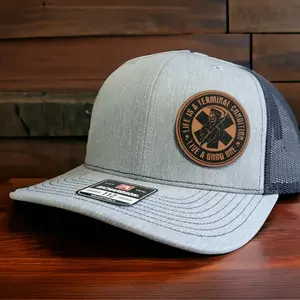 Sleepy Medic Life is Terminal Leather Patch Hat