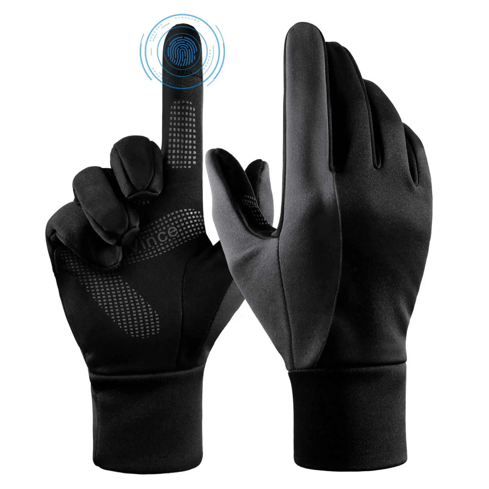 Winter Gloves for Men Women, Touch Screen Thermal Ski Gloves Black Grey, Windproof Water Resistant Cold Weather Gloves with Grip, Full Finger Gloves for Running Cycling Hiking Outdoor Work & Holiday Gifts