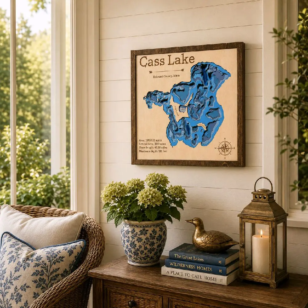 3D Map Decor- Cass Lake - Minnesota Map, Home Decor, Hanging Wall Art, Ideal Gift for Hostess