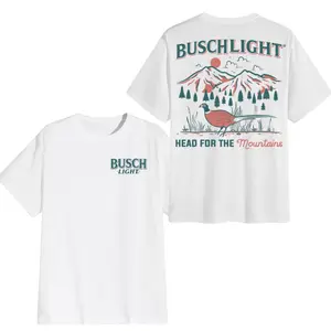 [Busch Light] Pheasant Hunting Mountain Graphic T-Shirt, Retro Outdoor Bird Design for Hunters & Wildlife Fans, Ideal for Hunting Season, Camping & Rustic Trips