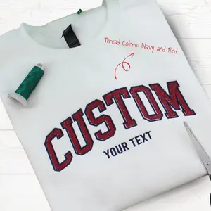 Custom Filled Embroidered Varsity Sweatshirt, Embroidered City Name Sweatshirt, Embroidered Varsity Sweatshirt, Personalized University Sweatshirt