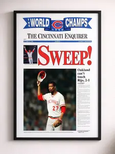 1990 Cincinnati Reds "SWEEP!" World Series Champions Unframed Newspaper Print
