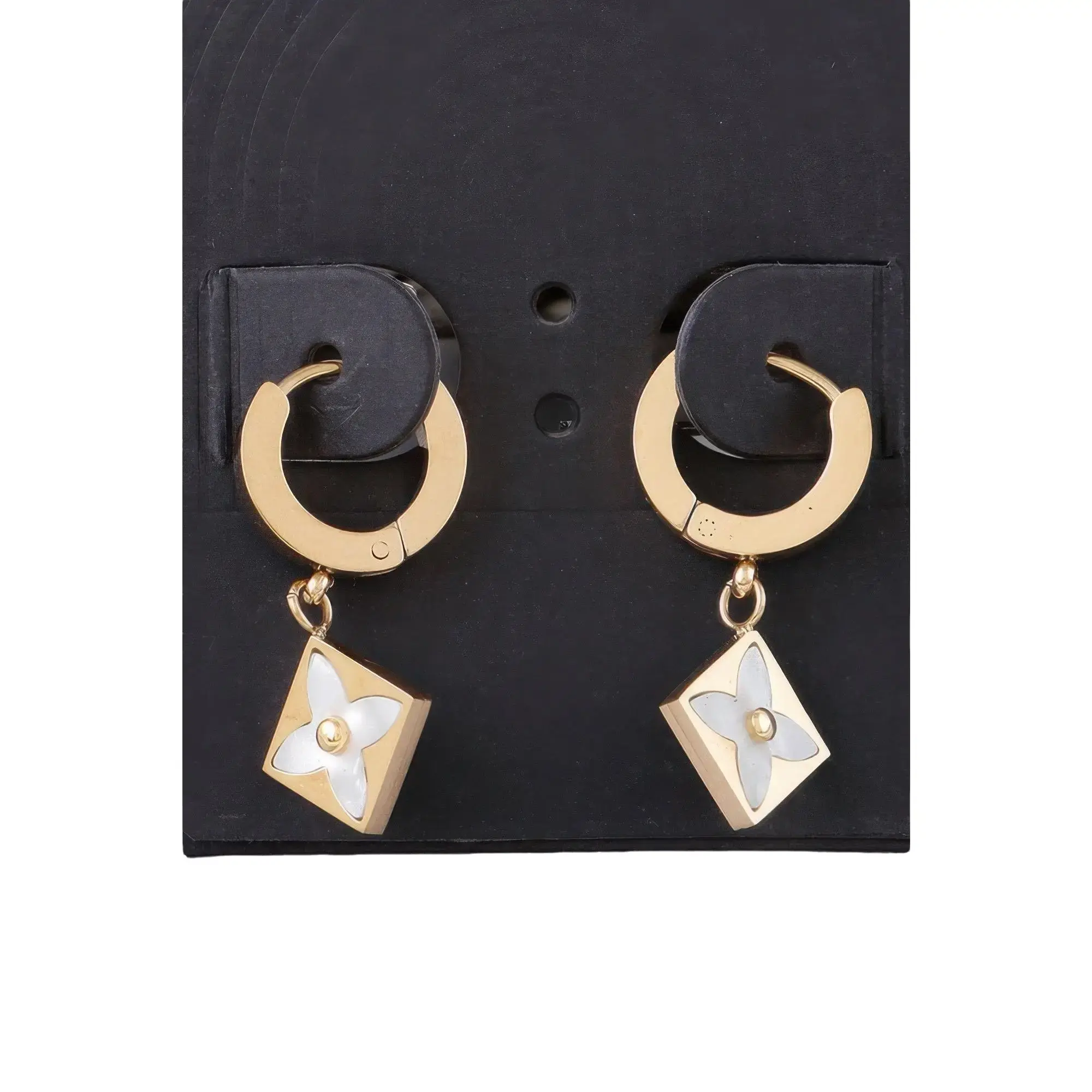 Flower Box Drop Hoop Earrings