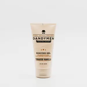 Shave Gel Non-Foaming Smooth Soothing Irritation-Free Facial Hair Dandymen Scent Tobacc. Vanilla or Saffron Ember
