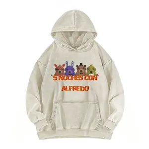 *Five Nights at Freddy's* themed washed sweatshirt, featuring a striking font design and a retro FNAF style. Made in the USA.