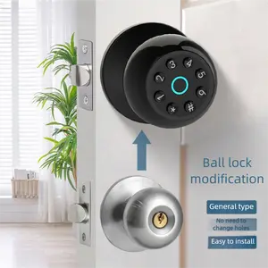 Smart Fingerprint Door Knob，Biometric Door knobs with App Control， Type-C Port Emergency Charging，Keyed Door Knob with Lock for Bedroom & Home，Office FathersDayGift