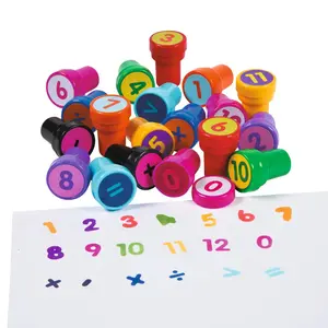 1" Bright Color Math Numbers & Symbols Plastic Stampers – 19 Pc.