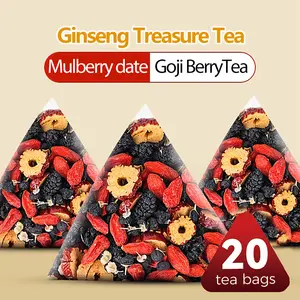 Ginseng Five Treasure Kidney Tea with Mulberry Goji Berry Turmeric Red Date Wolfberry Herbal Teas Bags for Men Women Cleanse Detox Beverage loaded tea