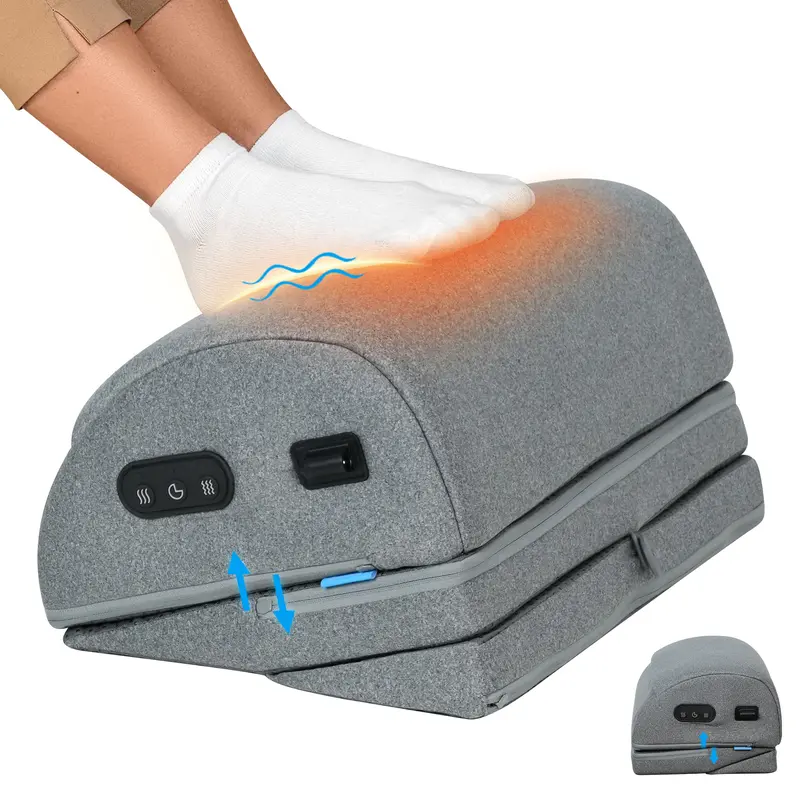 Comfier Foam Heated Vibrating Foot Rest - Adjustable Height Desk Accessory for Adults, Universal Ergonomic Footstool for Office/Gaming Chairs, 3-Height Under Desk Foot Warmer techvibes