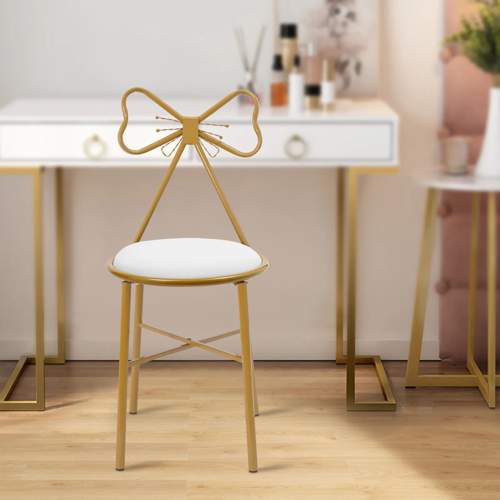 Butterfly Backrest Chair PU Cushion 100kg for Dining Makeup Lounge Home Cafe Use