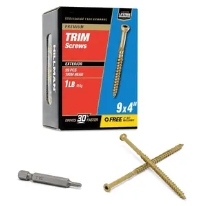 48634 Trim Screws, #9 x 4,  Purpose , Deck, Composite, and Exterior Trim Screws, Rust Resistant, Bronze, 1 lb Box, 64 count