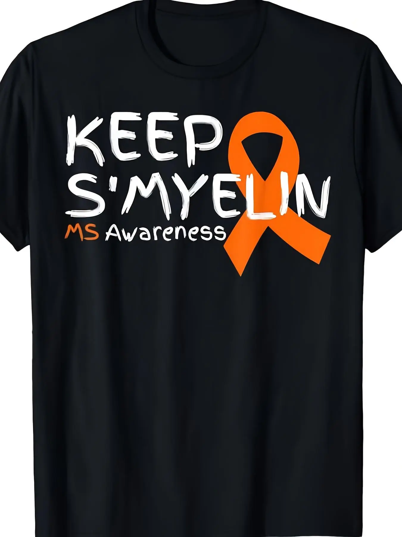 Maintain S'myelin's awareness of multiple sclerosis MS orange ribbon T-shirt for men and women with 2025 summer short sleeve printed T-shirt cotton 220G, advocating clothing, Cause goods, retro style T-shirt, casual wear