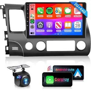 Rimoody【HiFi 16EQ】 2G + 64G Car Stereo Radio for Honda Civic 2006-2011 CarPlay Android Auto MirrorLink, 10.1 inch 1080P HD IPS Touch Screen Civic Car Radio GPS WiFi RDS FM Radio AHD Backup Camera