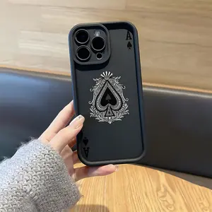 Phone Case: 1 Black Phone Case with Luxurious Ace of Spades Pattern, Material, Shockproof, Precise Cutouts, Full Coverage Protection for Apple iPhone 17/12/13/14/15/16 Pro/16 Pro Max/16 Plus- Best Gift for Girlfriend, Boyfriend, Friend or Yourself