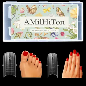 150PCS Poly Gel Dual Nail Forms for Toes & Fingers Straight Flat Clear Full Cover Molds for Wide & Flat Toenail Beds and Fingernails 15 Sizes A–C & 0–11 for At Home DIY Nail Salon