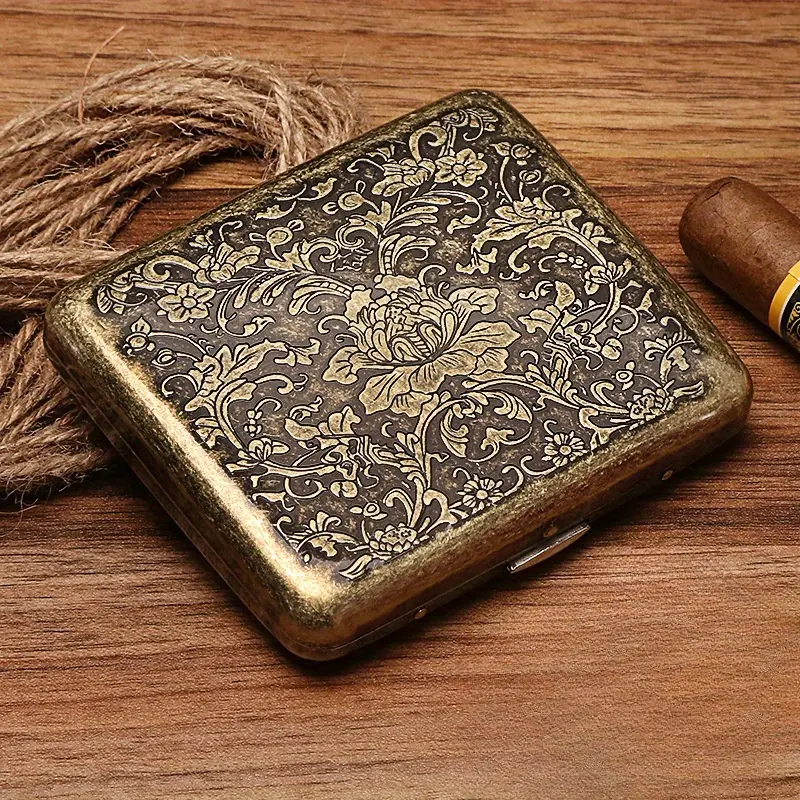 bronze cigarette case Retro British Style Rich Peony Brass Bronze Color Cigarette Case Flip Gift Box Double-Sided Pressure-Proof Moisture-Proof Cigarette Case, Gift Box bronze cigarette case Retro British Style Rich Peony Brass Bronze Color Cigarette Case Flip Gift Box Double-Sided Pressure-Proof Moisture-Proof Cigarette Case, Gift Box