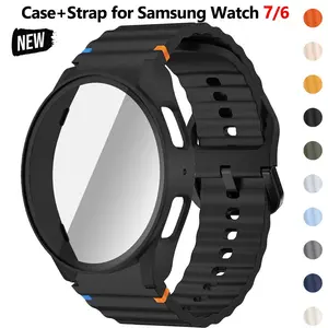 Silicone Band Strap+PC Case Cover for Samsung Galaxy Watch 7/6/5/4/FE 40mm 44mm