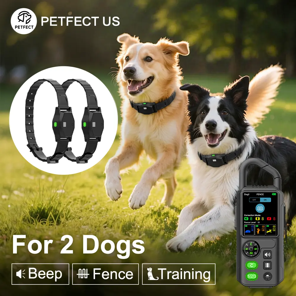 Wireless Electric Fence for Dogs, Portable Electric Dog Fence with Remote Training，For 2 Dogs-3300 ft Waterproof,Waterproof Collar for Pets，Training Collar for Dogs Large Medium Small with Rechargeable Remote,Beep(1-8)Vibration and Humane Shock(1-16)Modes