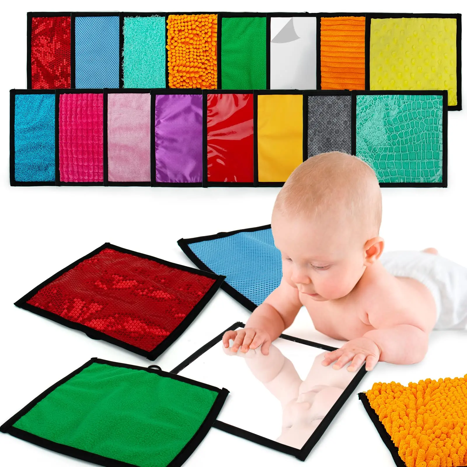 16 Set Sensory Mini Mats Assorted Textured Floor Tiles - Walls  Early Exercise Toys For Autistic Fidgeting Activity