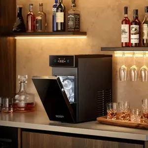 ecozy 2.1 Inch Clear Ice Ball Maker, 48 pcs/Day, 8H Timer, 1 pc in 30 Mins, Minimal Footprint Sphere Ice Maker, Self-Cleaning, CrystalFlux Technology Round Ice Maker for Home Bar Whiskey & Bourbon