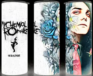 My Chemical Romance - Gerard Way - Black Parade Cup Mug Tumbler 20oz Stainless Steel with Slide Closure Lid, Reusable Plastic Straw, Handmade Design - Drinkware Flasks Stylish