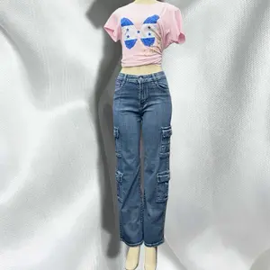 Denim Dark Blue Bleach Wash Jeans