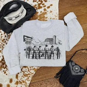Cowboy Western Sweatshirt Rodeo Graphic Crewneck Oversized Graphic Sweater Cute Country Hoodie Cowgirl Sweater Hoodied S Hoodied Go-To Cotton Sweaters
