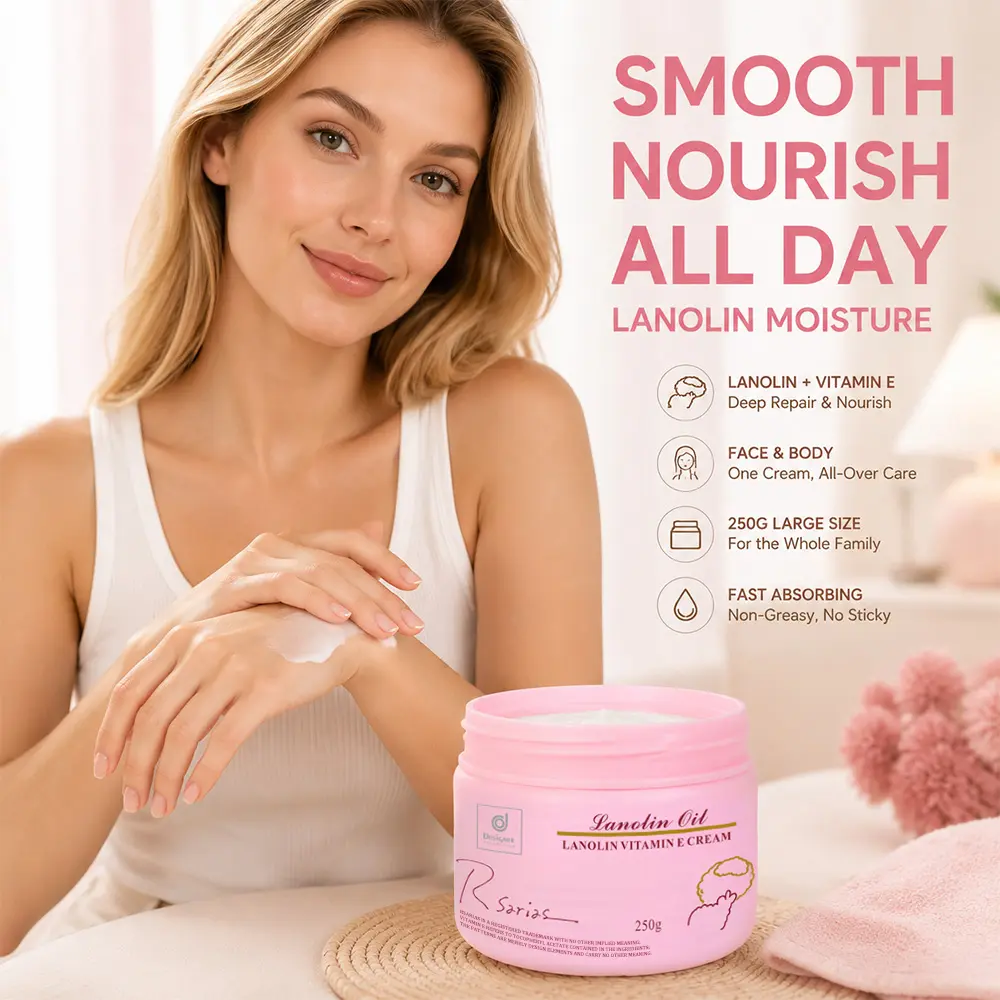 【Rsarias】 250g Lanolin Vitamin E Cream, Hydrating Nourishing Face & Body Moisturizer for Dry Skin