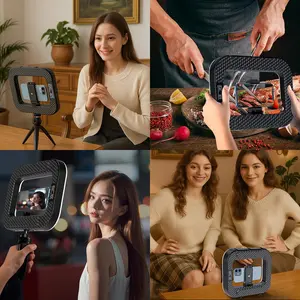 Rechargeable Portable Handheld Ring Fill LightPortable Handheld Ring Fill Light, LED Smartphone Light, Phone Video Stabilizer, Square Ring Light for PhotographySmartphone Video Rig for Camera, Action Camera, Vlog