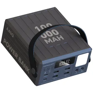 100000mAh  Power Bank PD 20W High Capacity  22.5W Fast Charging DC Output & Input  Portable USB C Battery Packs  with 6 Outputs & LCD Display Battery Bank for iPhone, Samsung, iPad ,Macbook & Outdoors Camping with  Portable Leather Handel &LED Light