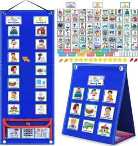 Visual Schedule for  with  Chore Chart for  Planning Board Daily Routine Chart  Learning Materials Classroom,  Use with 124 Cards (Blue)