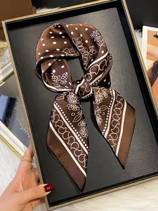Women's Plant Print Scarf, 27.6 Inch Elegant Neck Accessory, Multifunctional Fashion Item for Spring and Summer, Floral Print Scarf