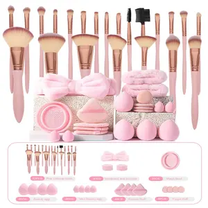 Multifunctional Makeup Tool Set, 42pcs/set Makeup Brushes Kits, Cosmetic Brushes & Makeup Sponges & Puffs & Hairband & Wristband & Brush Cleaning Bowl, Makeup Accessories  for Women